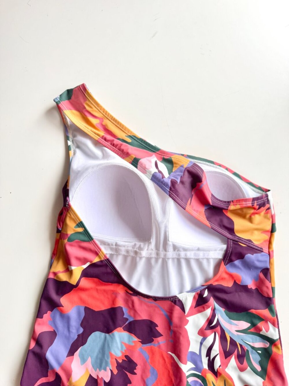 BODEN Sorrento Floral One Shoulder Cut-Out Back One Piece Swimsuit, Size 14 - Picture 4 of 8